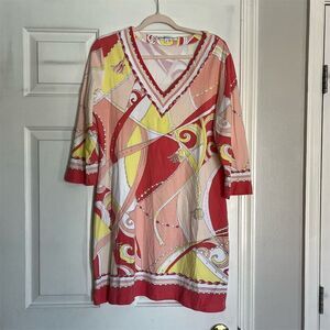 Barbara Gerwit Women's XL 1960s Pattern Knee Length Dress Multicolor